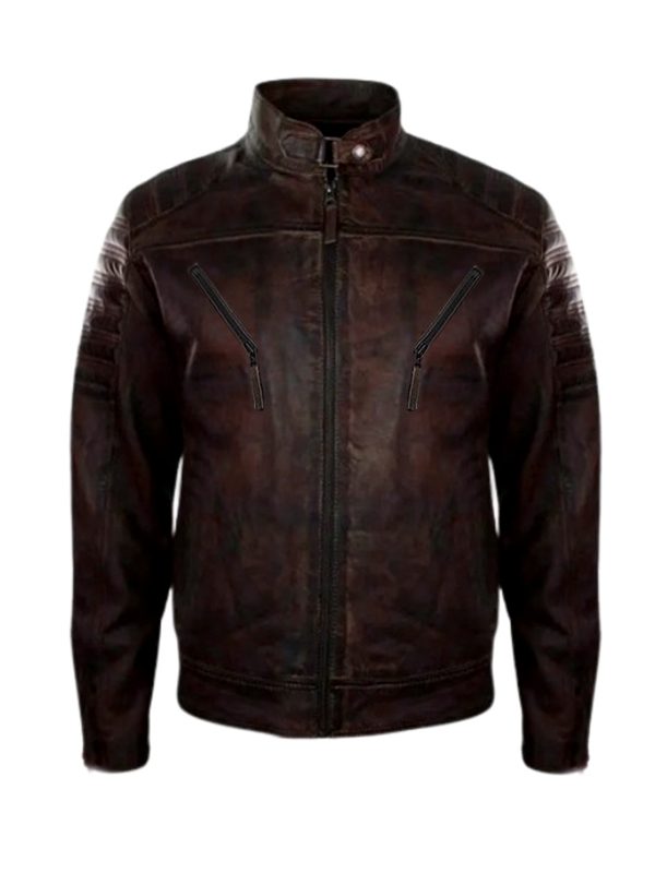 Men’s Distressed Leather Biker Jacket
