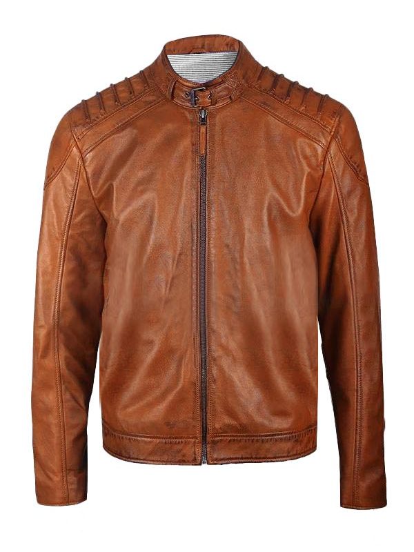 Men’s Leather Padded Biker Jacket