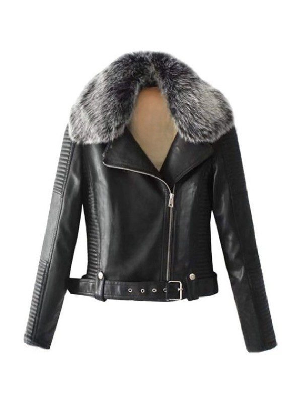 Women's Shearling Quilted Motorcycle Jacket